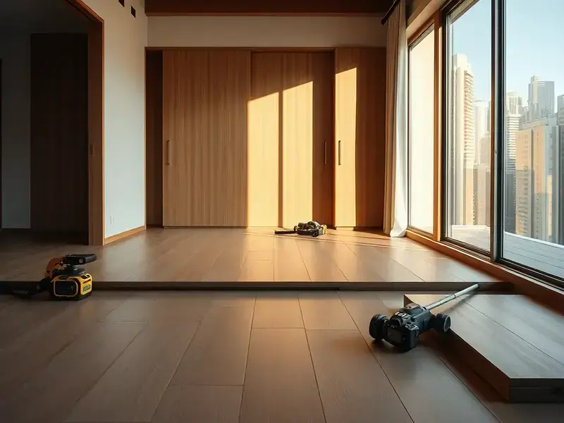 フローリング施工の様子